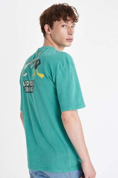 DeFacto Looney Tunes Oversize Φαρδύ λαιμόκοψη με στάμπα μπλουζάκι με κοντό μα...