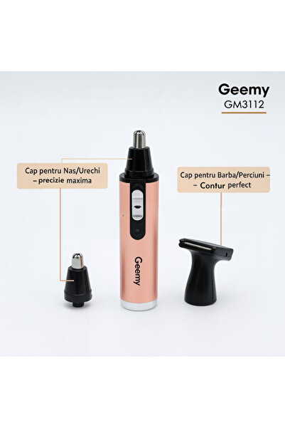 OEM Geemy Trimmer Electric Nas si Urechi 2in1, Aparat Tuns Barba si Perciuni, Reincarcabil, Negru Auriu