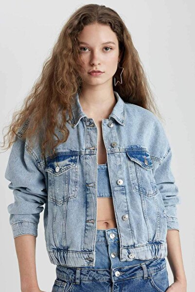 DeFacto Πουκάμισο με γιακά με κουμπιά τσέπη Jean Bomber Jacket C4112AX24SP