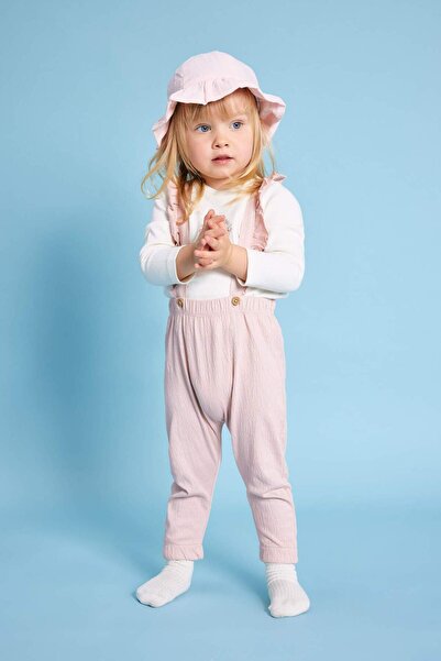 DeFacto Baby Girl 2 τεμαχίων Σετ μακρυμάνικο μπλουζάκι Crinkle ύφασμα Salopet...