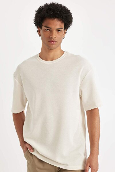 DeFacto Комфортна редовна кройка, удобна кройка, велосипедна яка, къси ръкави...