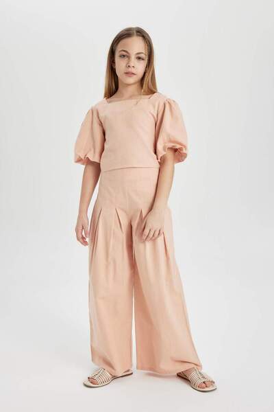 DeFacto Wide Leg Geniş Bol Paça Pamuklu Pantolon Kız Çocuk C0448A824SP