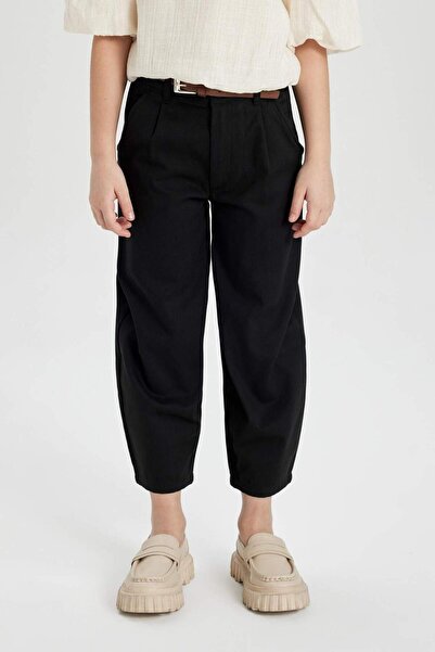 DeFacto بنطال بناتي واسع الساق من القطن بحزام C0450A824SM