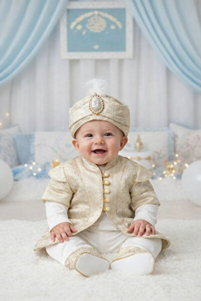 Panfilia Baby Boy Mevlütlük Şehzade Circumcision Robe Kaftan Circumcision Clo...