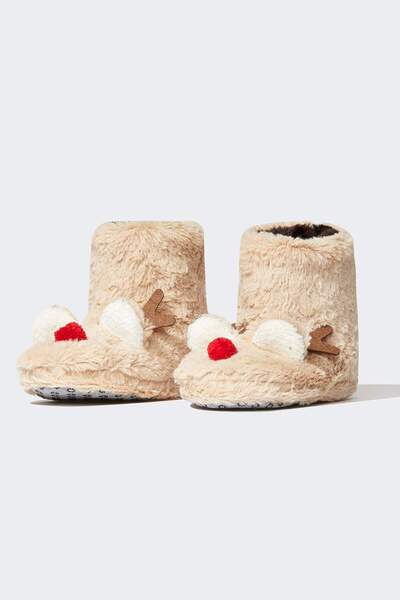 DeFacto Κοριτσίστικες βελούδινες μπότες για το σπίτι με θέμα τα Χριστούγεννα ...