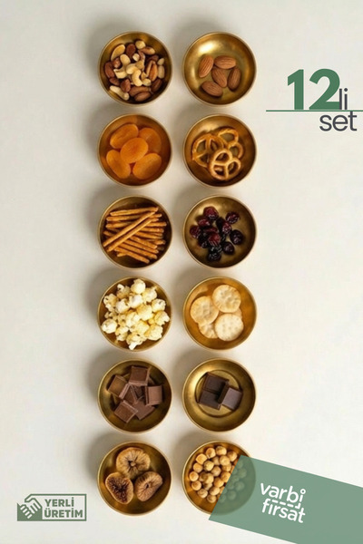 Varbifırsat 12’li Gold Metal Çerezlik Seti – Şık Sunum Kaseleri, Atıştırmalık...