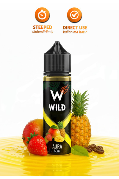WILD Aura 60ml/3mg Premium Likit Aroma - Mango, Ananas, Çilek - Kullanıma Haz...