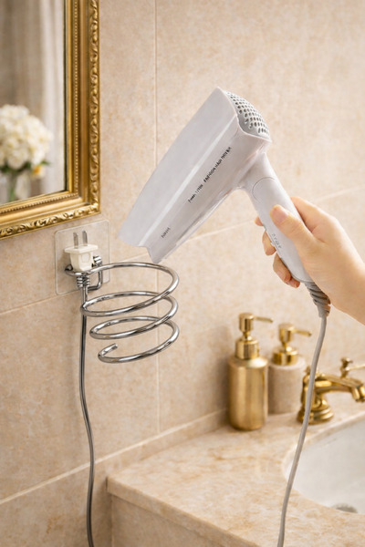 Alper Banyo Krom Güçlü Yapışkanlı Krom Fön Makinesi Askısı Saç Kurutma Makine...