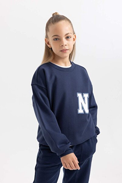 DeFacto Girls' Crew Neck Soft Furry Thick Sweatshirt B2507A823Wn