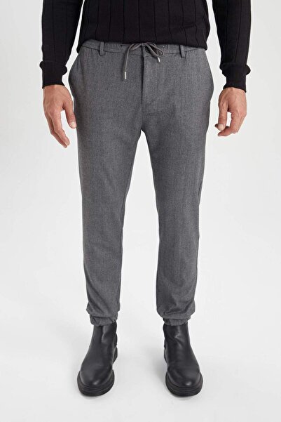 DeFacto Jogger Pants Wool Look Waist Lace-Up Elastic Leg Pocket A8032Ax23Au