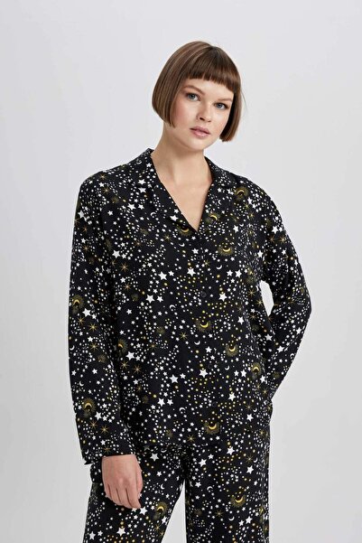 DeFacto Fall in Love Viskon Uzun Kollu Pijama Üstü B0214AX23WN