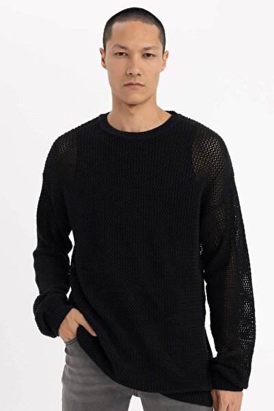 DeFacto Hanorac de tricotaj cu ochiuri croșetate cu decolteu rotund C0013AX23WN