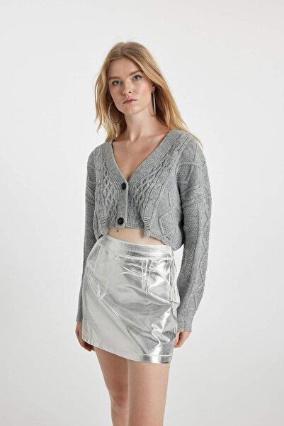 DeFacto Kardigan od pletiva sa V-izrezom standardnog kroja A3286AX23WN