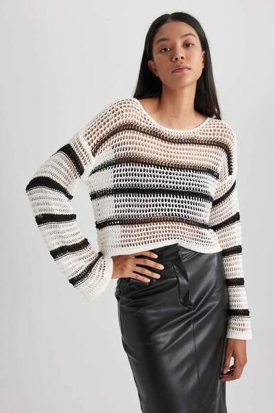 DeFacto Pletený svetr Relax Fit s výstřihem Crew Neck B6383AX23AU