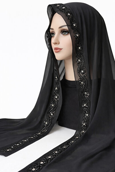 Ceylan Mevlüt Örtüsü - Siyah Boncuklu, Pullu Ve Taşlı Mevlüt Örtüsü