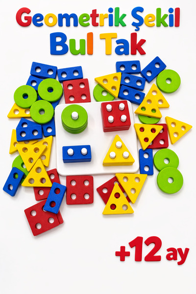 Lemut Montessori Geometrik Şekil Eşleştirme Oyunu – Çocuklar İçin Eğitici Zek...