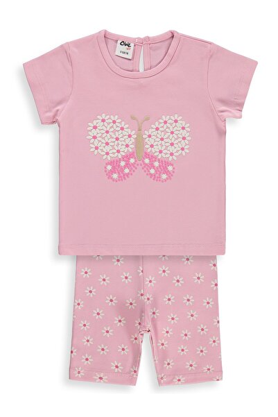 Civil Baby Kelebek Nakışlı 6-18 Ay Takım - Pembe 9-12 Ay