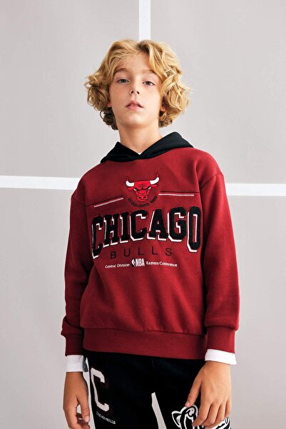 DeFacto Αγόρια NBA Chicago Bulls oversized Φούτερ με φαρδιά λαιμόκοψη και χον...