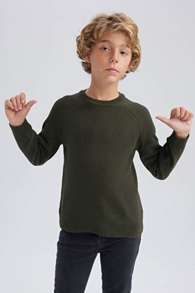 DeFacto Boy's Crew Neck Cotton Piece Knitwear Sweater A3298A823Au