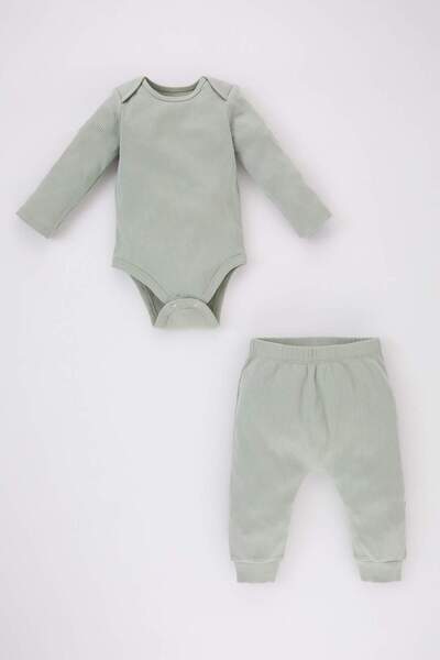 DeFacto Kız Bebek Fitilli Kaşkorse Uzun Kollu Çıtçıtlı Body Alt 2li Takım A83...