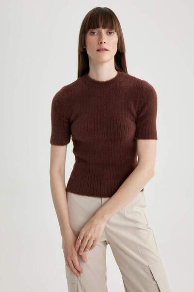 DeFacto Εφαρμοστό Φούτερ με λαιμόκοψη ποδηλάτου Ριμπ πλέξη U8709AZ23WN