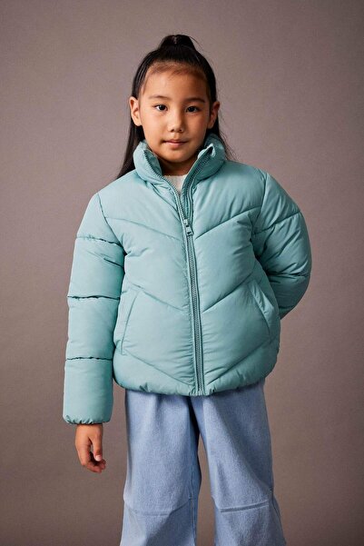 DeFacto Girl Child Water-Repellent D Mock Neck P Fleece a Lined Ş Puffer Coat...