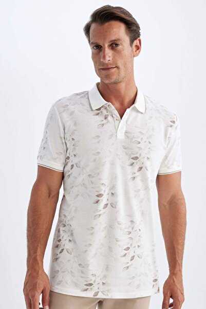 DeFacto Tricou cu mânecă scurtă cu imprimeu cu gât polo slim fit B0600AX23HS