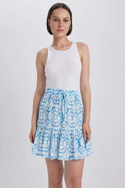 DeFacto تنورة فيسكوز صغيرة - منقوشة ومجعد A9164ax23sm