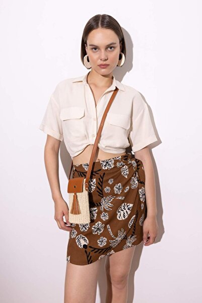 DeFacto Regular Fit Hemd mit Rundhalsausschnitt aus Leinenmischung mit kurzen...