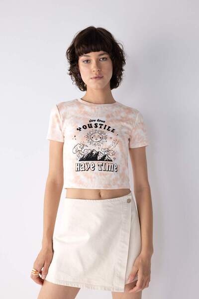 DeFacto Tricou cu mânecă scurtă Fitted cu imprimeu tricot texturat A8369AX23HS