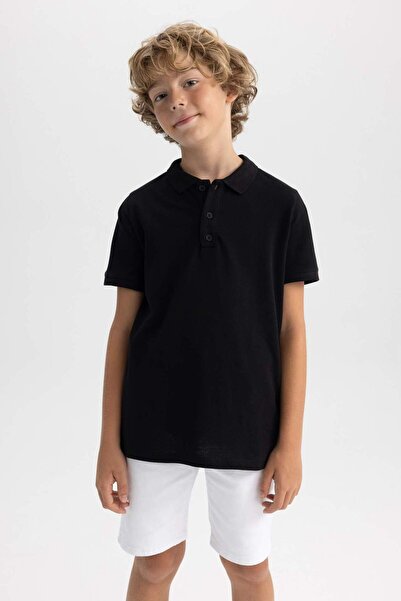 DeFacto Polo-Kragen-Piqué-Kurzarm-Basic-T-Shirt für Jungen B0668A8NS