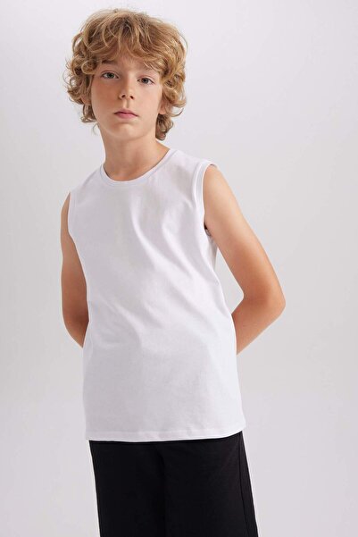 DeFacto Crew Neck Basic Plain Undershirt for Boys B0669A8Ns