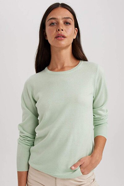 DeFacto Pulover de tricotaj simplu de bază, cu textura moale, cu decolteu rot...