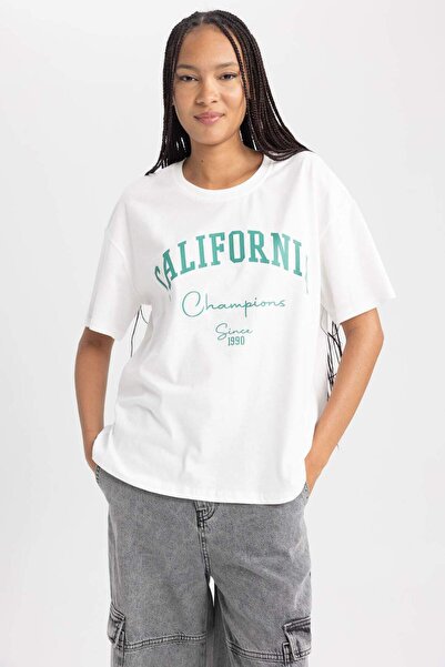 DeFacto Tricou oversize cu mânecă scurtă cu decolteu rotund B0661AXNS