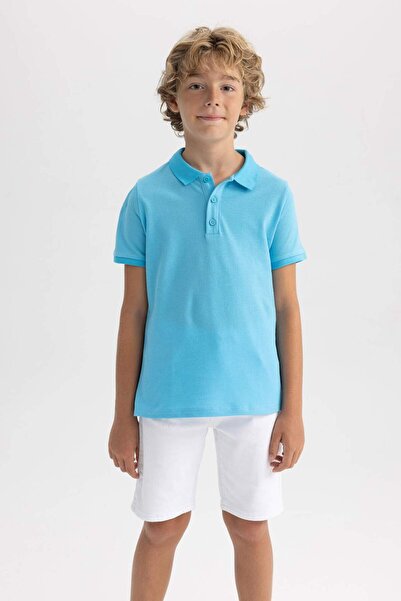 DeFacto Tricou simplu cu guler polo și mânecă scurtă pentru băieți B0668A8NS