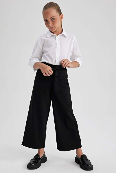 DeFacto Girl Child Anthracite Wide Leg Wide Wide-Leg School Trousers A2333A823Au