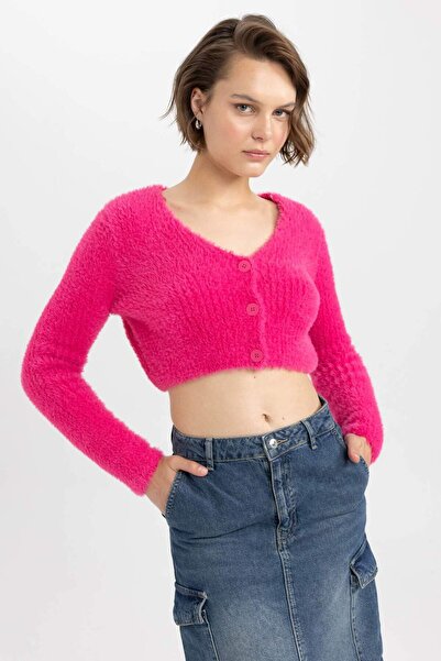 DeFacto Slim Fit Slim Fit V-Neck Knitwear Cardigan Z9318Az23Wn