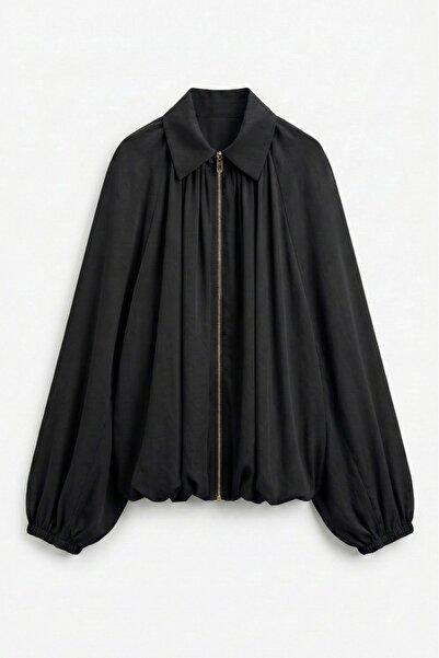 Rozella Butik Quzu Siyah Pelerin Ceket