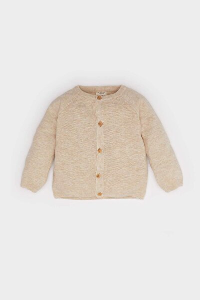 DeFacto Erkek Bebek Bisiklet Yaka Basic Düz Düğmeli Triko Hırka A3833A523AU