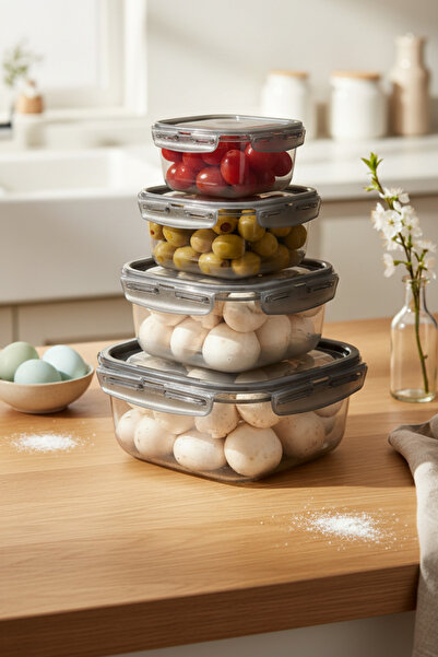 Melkan Home مجموعة حاوية تخزين قابلة للقفل وغطاء مكونة من 4 حاويات تخزين مدخن...