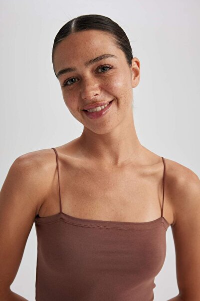 DeFacto Fall in Love Λεπτό λουράκι Crop Βαμβακερό Λευκό Εσώρουχο Μπλουζάκι Y2...