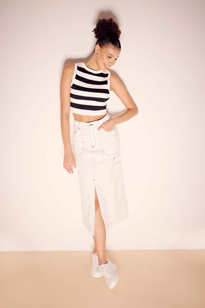 DeFacto Cargo Fit Poplin Midi 100% Cotton Skirt A8605Ax23Sm