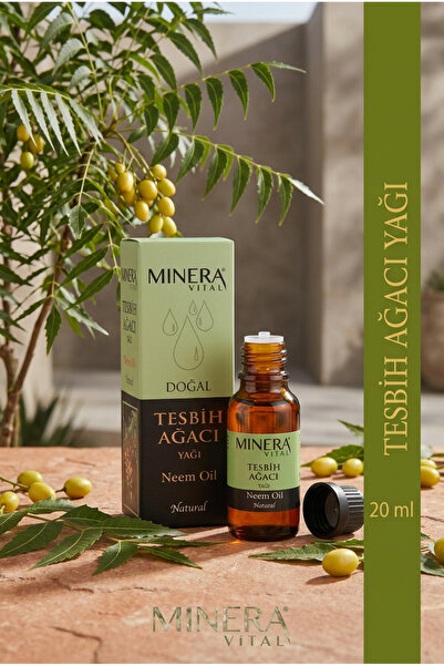 MİNERA VİTAL Tesbih Ağacı Yağı 20 ml (Neem Oil) Damlalıklı Cam Şişe