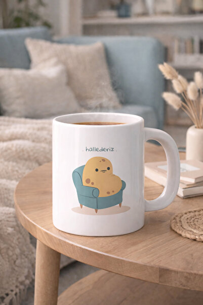 hit nokta Hallederiz Yazılı Sevimli Karakterli Porselen Kahve Kupası – Minima...