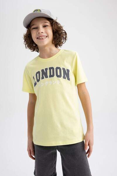 DeFacto Tricou cu mânecă scurtă cu imprimeu cu guler rotund pentru băiat Z932...