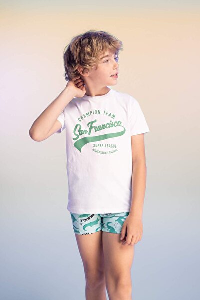 DeFacto Boy's Crew Neck Printed Short Sleeve T-Shirt Z8002A623Sm