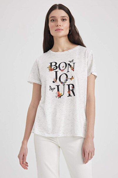 DeFacto Regular Fit Crew Neck Printed Short Sleeve T-Shirt Z6452Az23Sp