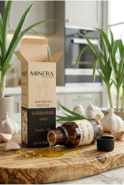 MİNERA VİTAL Sarımsak Yağı 20 ml (Garlic Oil) %100 Saf Soğuk Sıkım Damlalıklı Cam Şişe