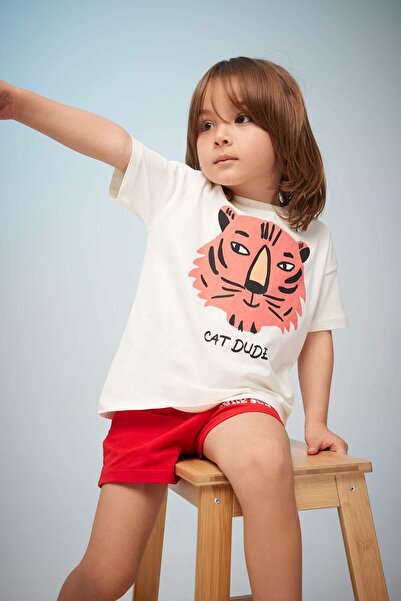 DeFacto Baby Boy Tiger Printed Short Sleeve T-Shirt Z5549A223Sm