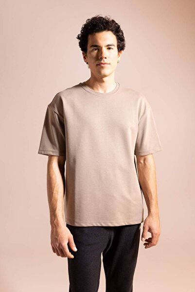 DeFacto Tricou oversize cu mânecă scurtă, cu decolteu lat, din țesătură grea,...